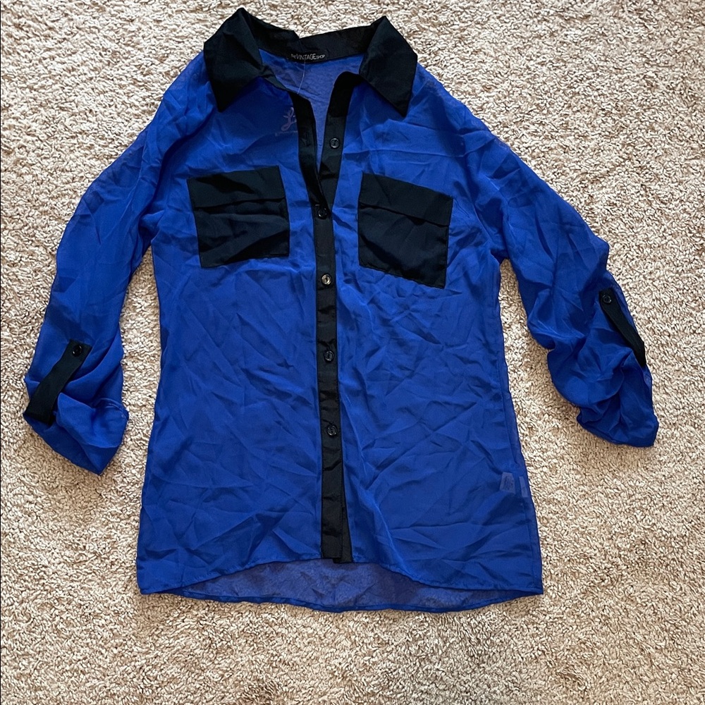 Women's Blue Button Down Shirt